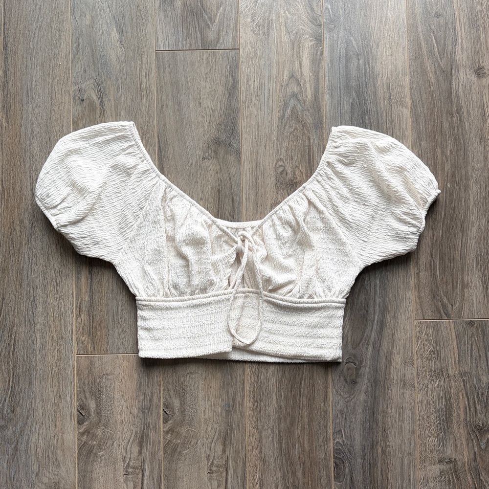American Eagle Cream Puff Sleeve Top